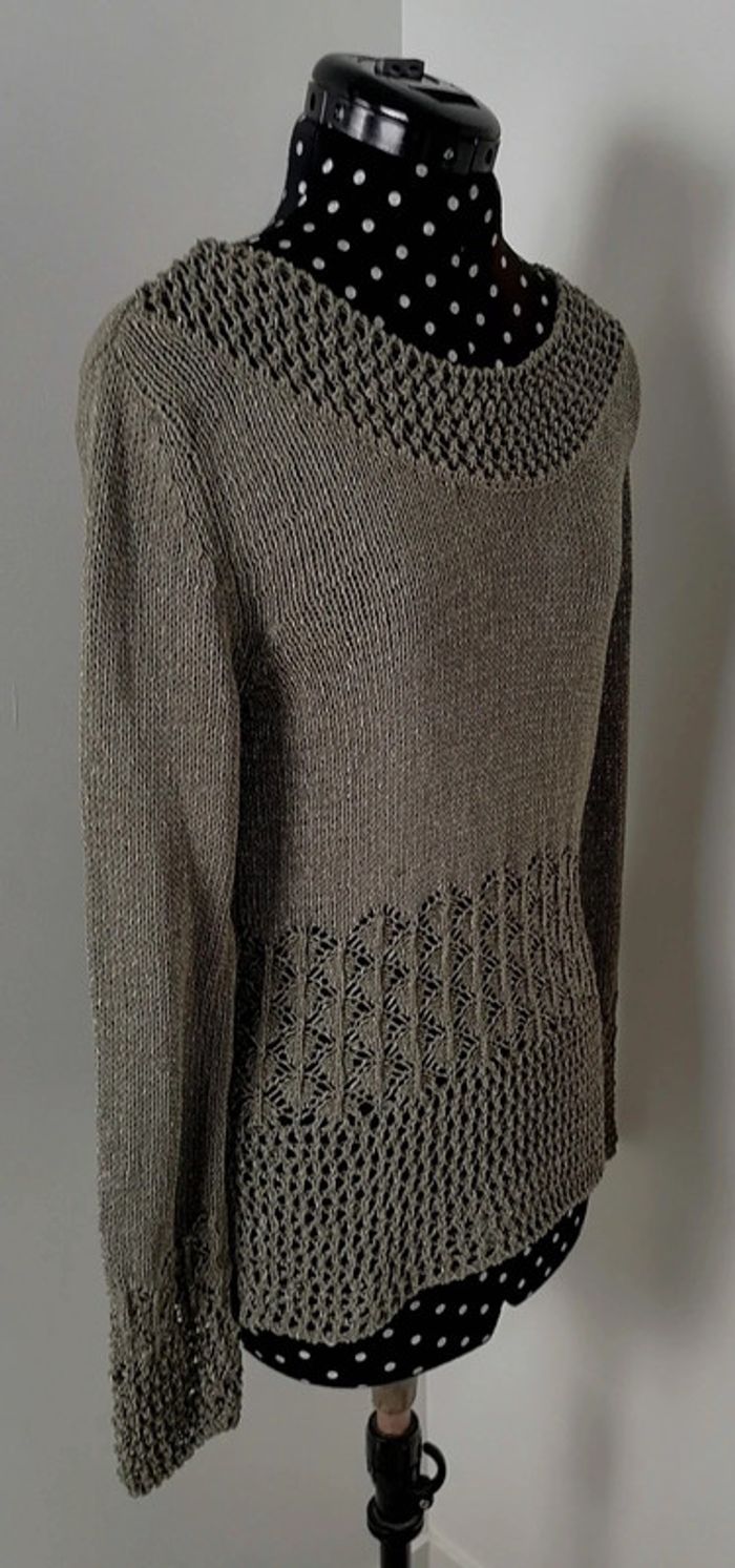 Pull en mailles ajourées kaki Taille M Le maglie di Juliette - photo numéro 3