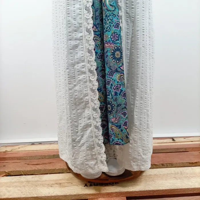 Gilet long blanc Etam ajouré style bohème chic dentelle romantique taille M A1114 - photo numéro 12