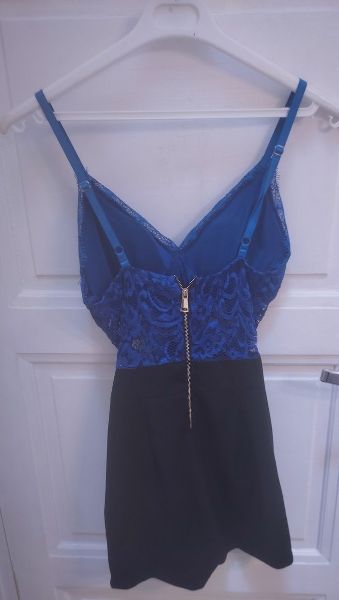Combi short bleu dentelle et noir - photo numéro 4