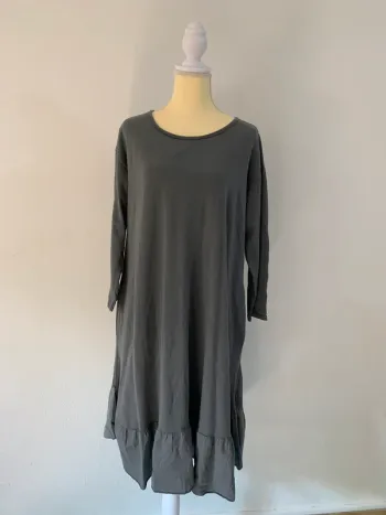 Robe longue fluide gris uni – Taille Unique