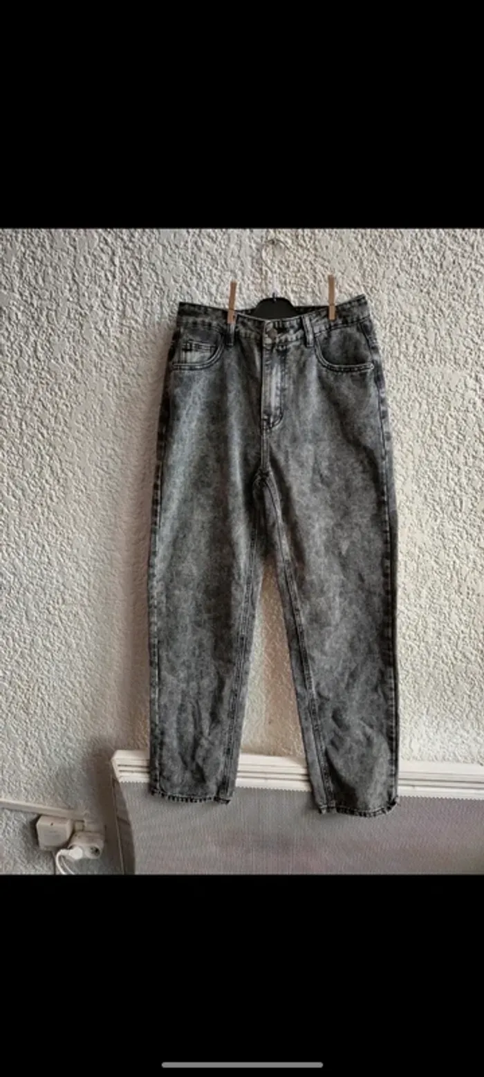 Jean noir gris taille haute T 36