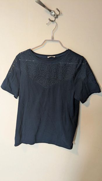 T shirt marine ajouré Cache cache