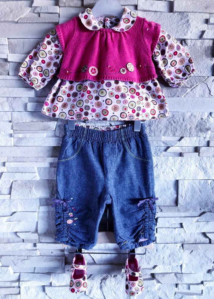 CATIMINI - ENSEMBLE 6/7P BÉBÉ FILLE MOTIF FORMES GÉOMÉTRIQUES, BRODERIES & FANTAISIES 3M - photo numéro 3