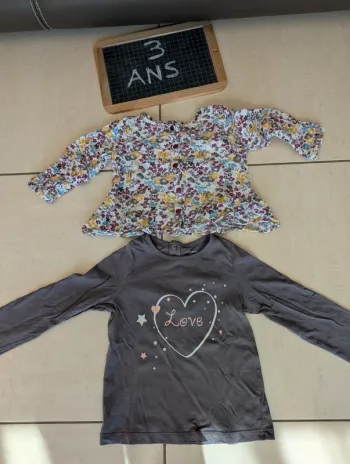 Lot de 2 tee-shirts manches longues 3 ans
