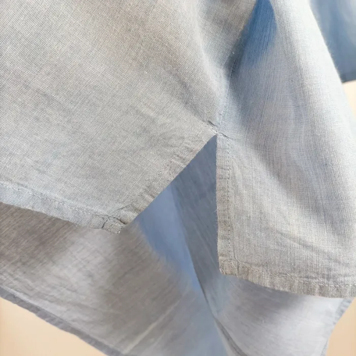 Blouse Esprit bleu clair col V manches retroussables 100 % coton taille 44 A1336 - photo numéro 6