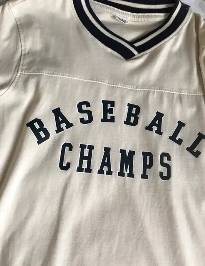 tshirt manches longues garçon 12 ans beige et bleu à rayures - photo numéro 2