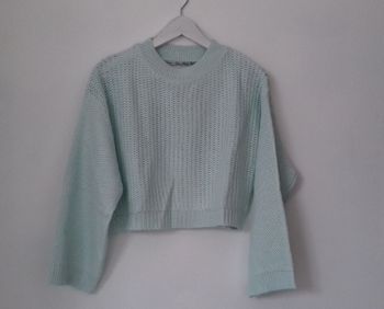 Pull cropped maille vert tendre - Zara - T. M - Neuf