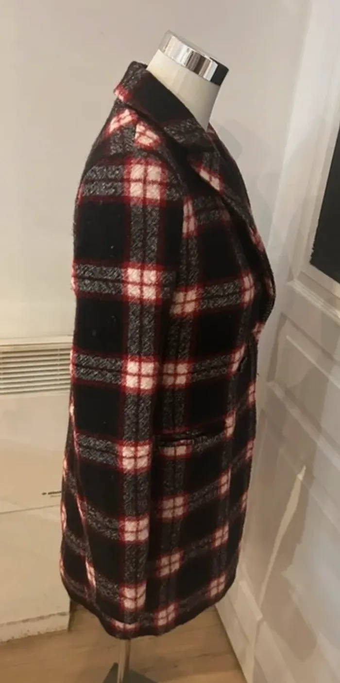 MKT studio manteau, imprimer carreaux en laine femme, taille 36 - photo numéro 6