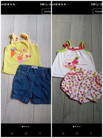 Lot ensembles été fille taille 9 mois 