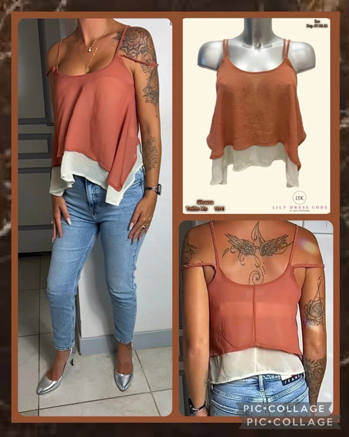 🤎Top fluide bicolore Shana – Taille xs SOLDE -90% ( vidéo portée dispo ) 🤎