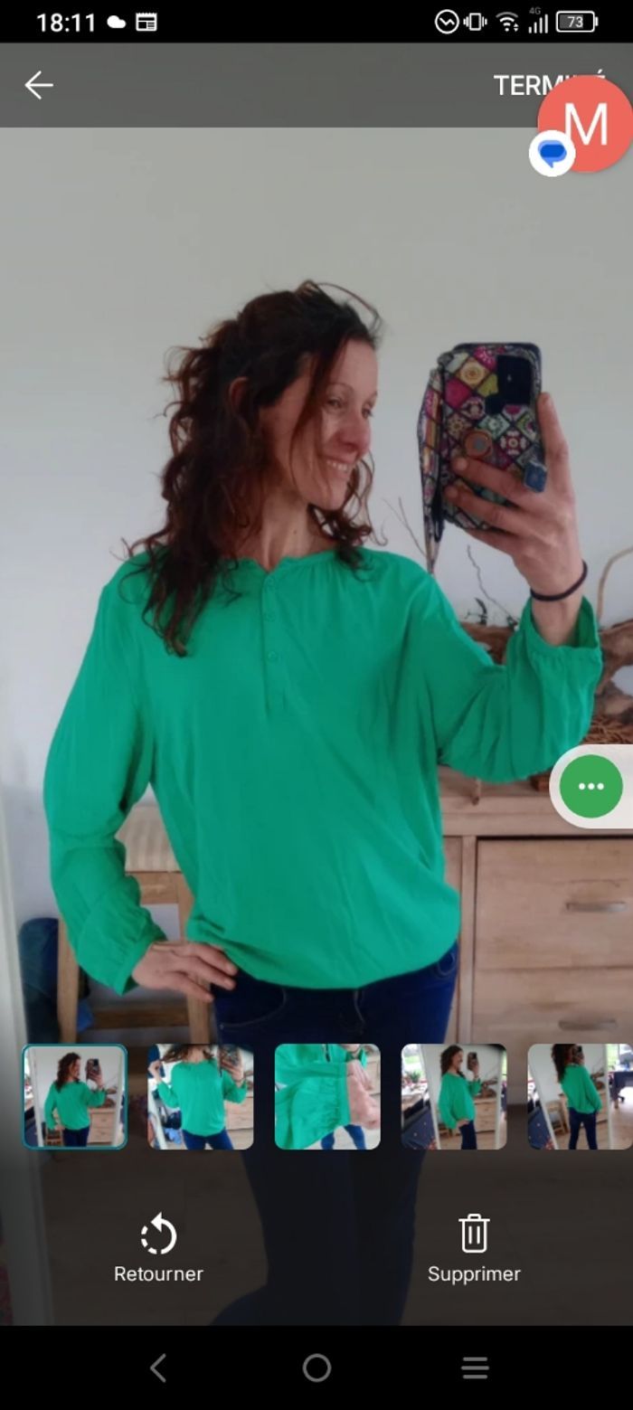 Blouse fluide 44 vert vif c79