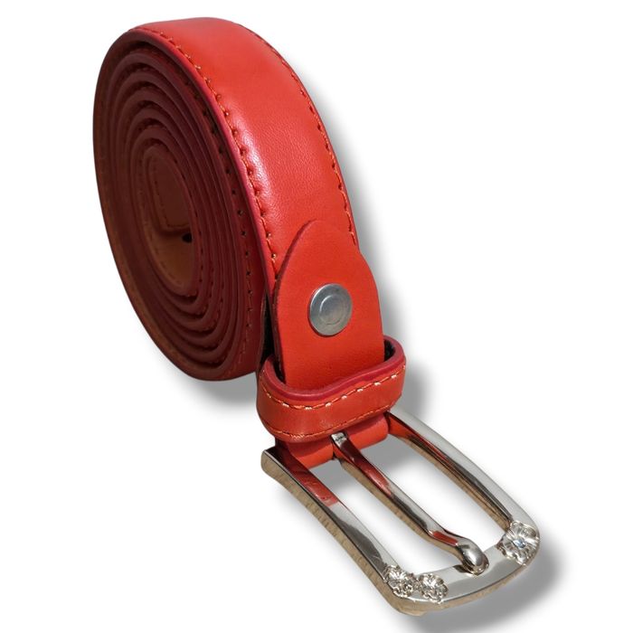 Ceinture cuir synthétique - Orange taille 115