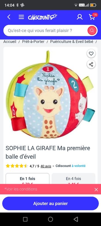 Balle d'éveil Sophie la Girafe
