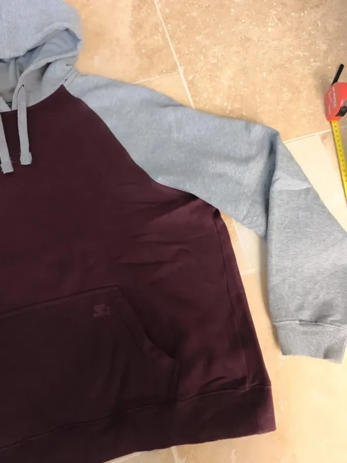 Sweat capuche bordeaux gris starter excellent état XL homme - photo numéro 5