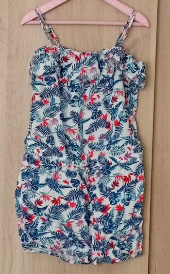 Combi-short feuillages fleuris 10/12 ans