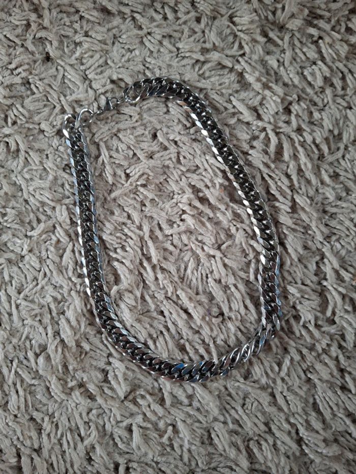 Bijoux collier homme en acier inoxydable épaisse et large - photo numéro 2