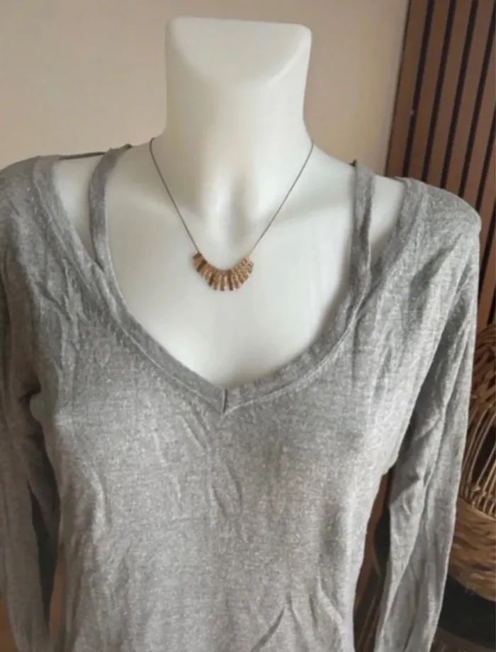 Pull gris soie et cachemire - photo numéro 3