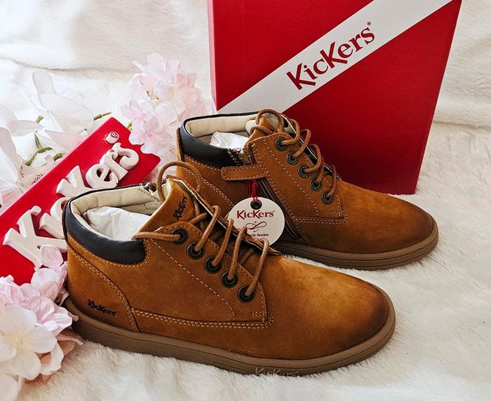 Bottes Bottines cuir Zip Confort Semelle Flexible Kickers T34