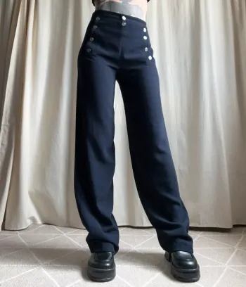 Pantalon jambes larges taille haute boutonné vintage made in France 🇫🇷 90s - Taille M/L
