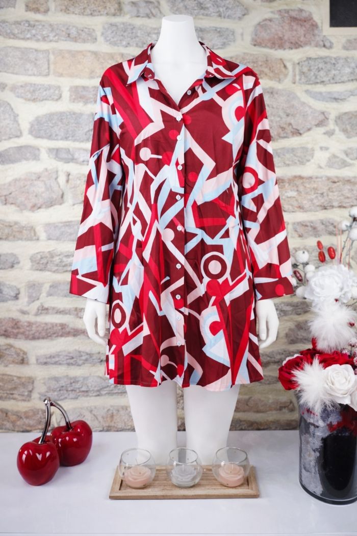 Robe chemise oversize Op Art Rétro multicolore Femme T 54 marque Boohoo 🌺