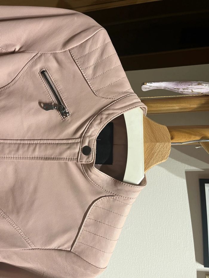 Veste Perfecto Rose en Cuir - photo numéro 2