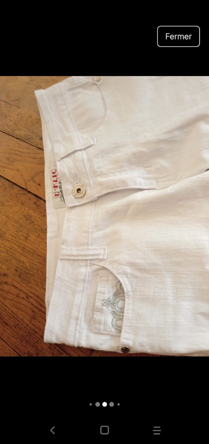 Pantalon - pantacourt en Jeans, neuf taille 40 avec broderie argentée - photo numéro 6
