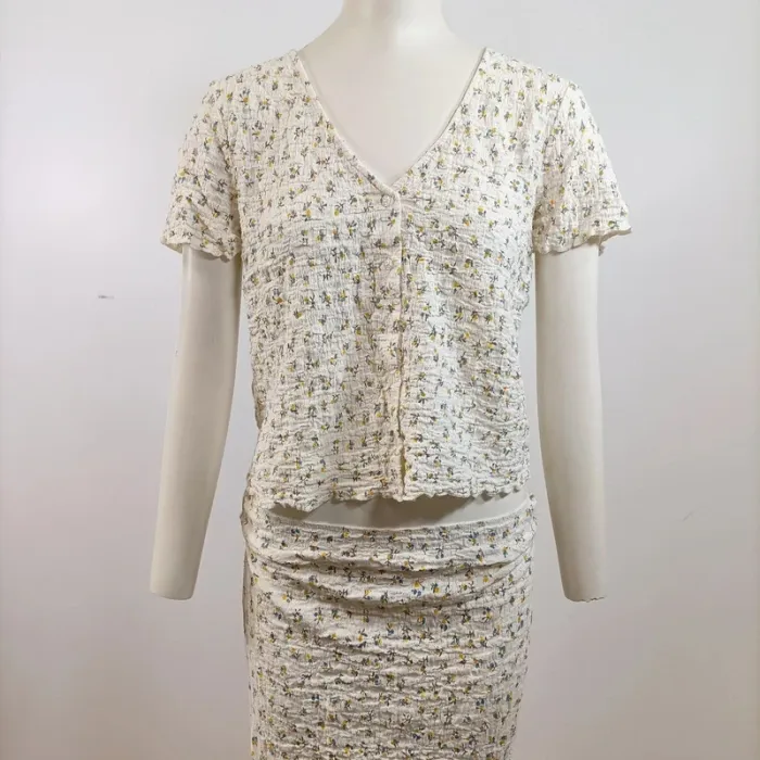 Ensemble haut + jupe smockée MNG fleuri – Taille L A794 - photo numéro 2