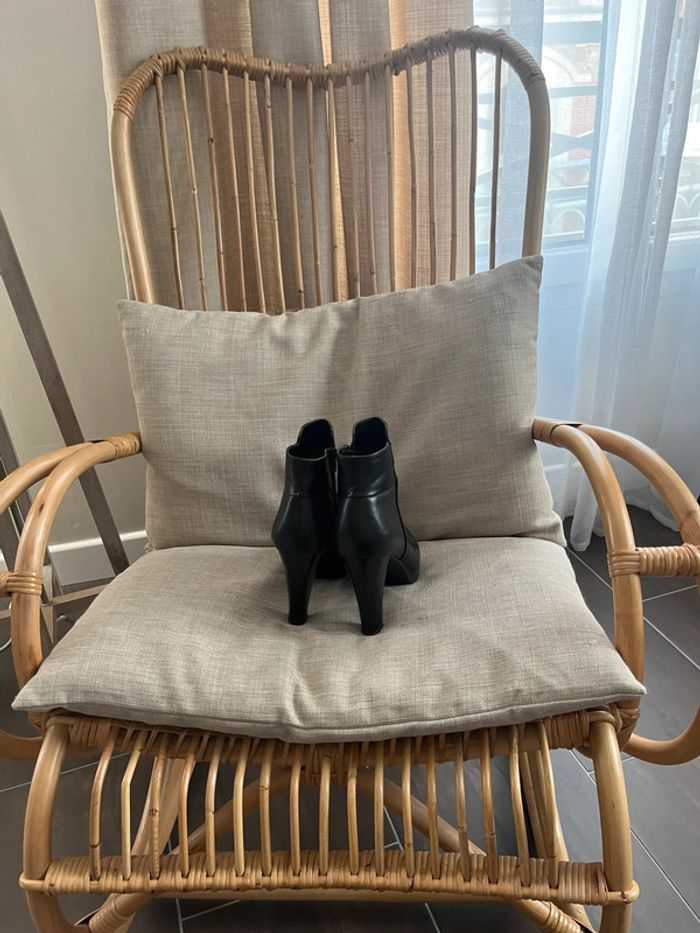 Bottines noires femme à talon haut taille 40 en similicuir - photo numéro 3