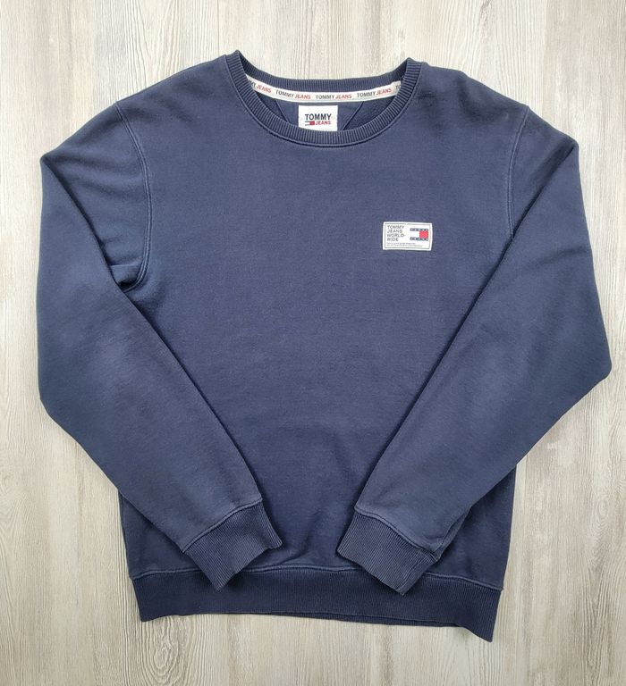 Sweat Tommy Jeans bleu marine – Patch World Wide – Taille S - photo numéro 3