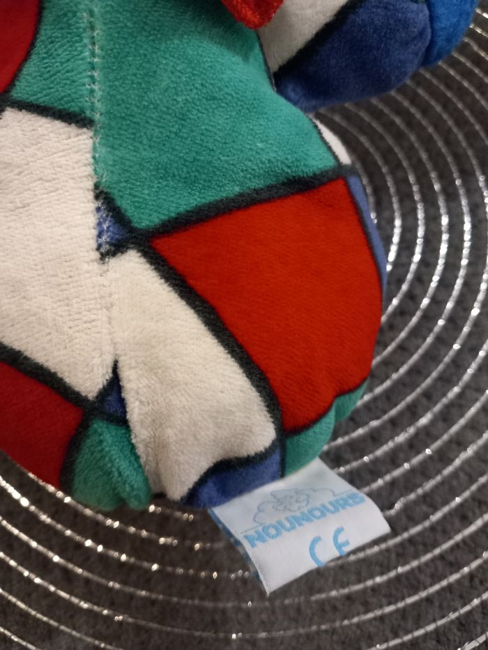 Peluche lapin boule arlequin vintage marque nounours a grelot - photo numéro 5