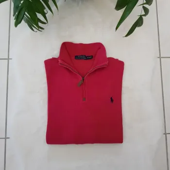Pull Camionneur half demi zip Ralph Lauren M Rouge