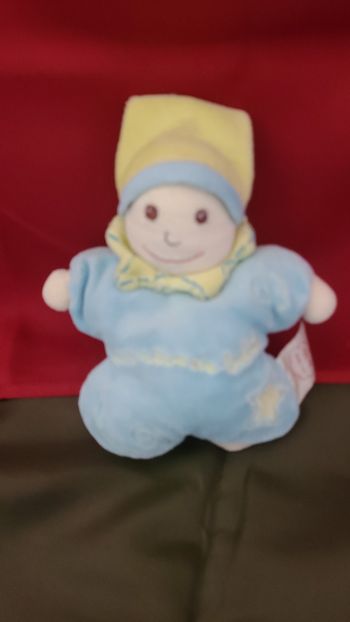 Lutin CMP "Un Rêve de Bébé" Doudou semi-plat bleu et jaune vert