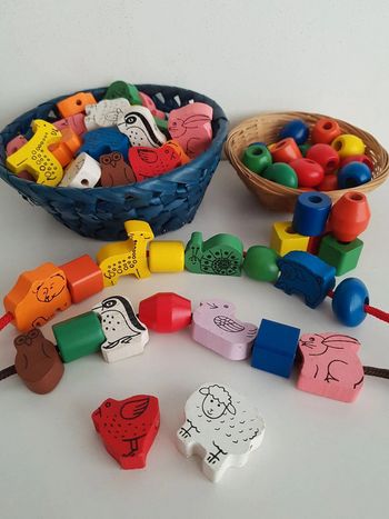 Perles en bois formes, couleurs et animaux