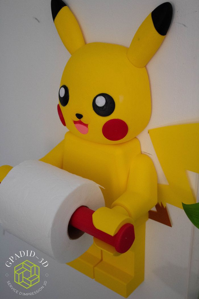 Dévidoir de papier toilette ou simple décoration murale dans un style lego  pikachu - photo numéro 7