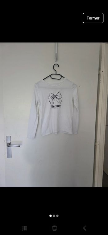 Tee-shirt à manche longues blanc +motif
