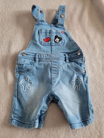 Salopette short en jean mickey 12 mois