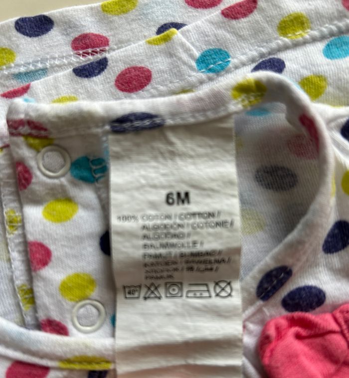 Tee-shirt à pois multicolor et noeud taille 6 mois - photo numéro 3