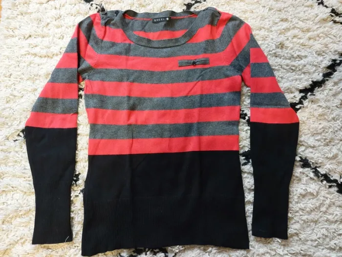 Pull bicolore marinière