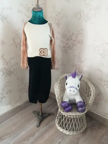 Tee-shirt beige manches longues en résille tie and die / paris / (8ans)