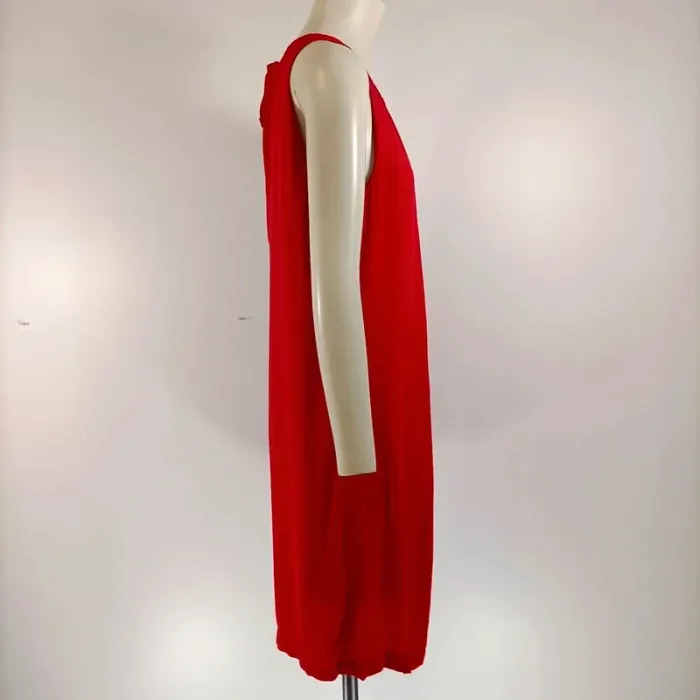 Robe rouge Camaïeu fluide taille 40 col rond dos noué A001 - photo numéro 6