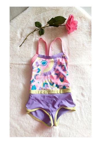 Maillot de bain 1 pièce fille 3 ans violet rose Nabaiji nage piscine plage été