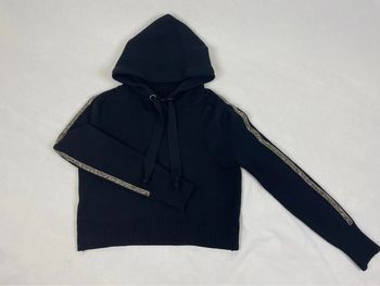 Pull Zara Laine Court Capuche et Strass Noir
