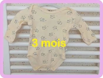 Body manche longue jaune motif champignon Defi Mode Taille 3 mois