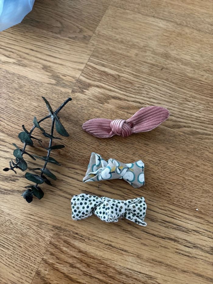 Lot barrettes noeud tissu