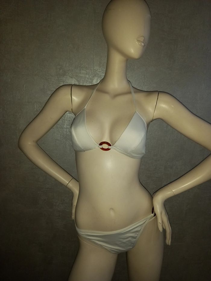 maillot de bain triangle 2 pièces blanc taille 36/38