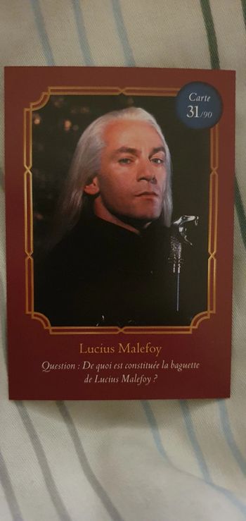 Cartes Harry Potter Auchan
Lucius Malefoy n° 31/90