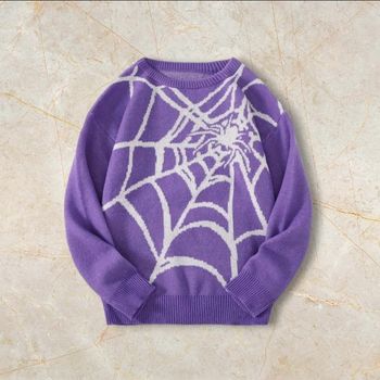 Knit Araignée - Sweater Vintage Oversized 90s Taille M – Crewneck Old School Americain Streetwear