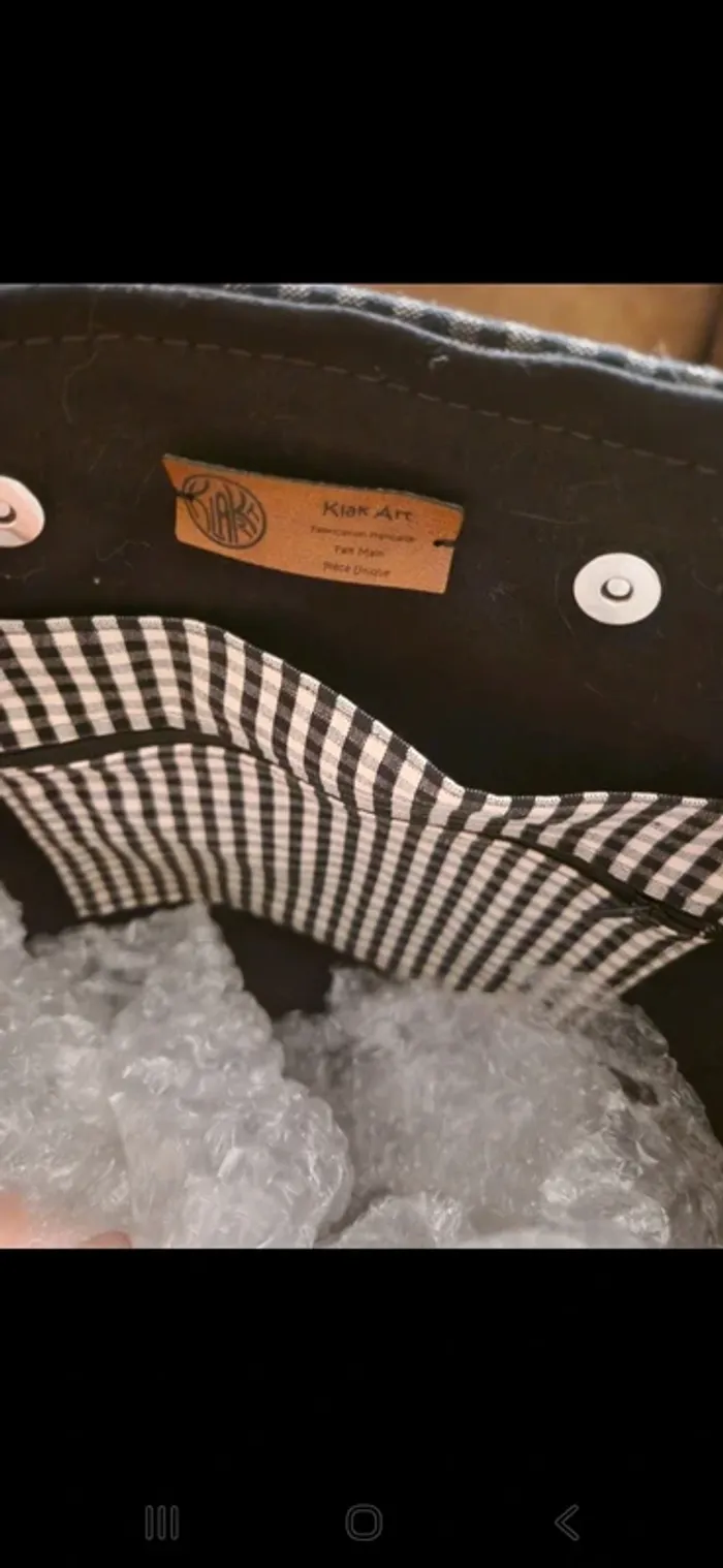 Grand sac cabas à carreaux & noir - photo numéro 9