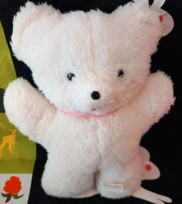 Peluche vintage ours blanc Minouche France 25cm - photo numéro 4