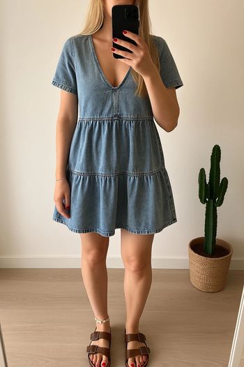 Robe en jean bleu à col V H&M – Taille 34
